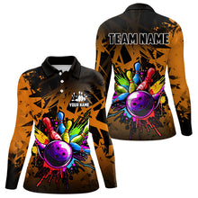 Load image into Gallery viewer, Colorful bowling jersey Polo, 1/4 Zip Shirt for Women Custom Bowling Team shirts for bowler| Orange NQS9730
