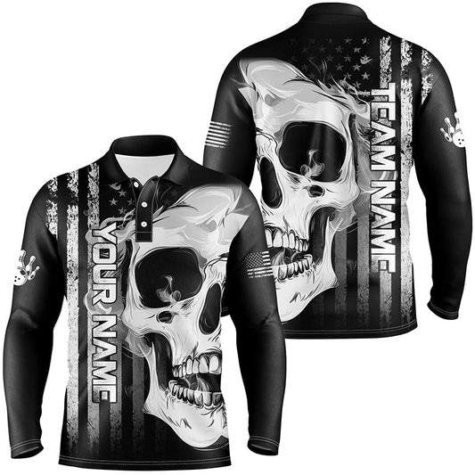 Personalized skull bowling shirt for Men custom teams name American flag bowler jerseys NQS8330