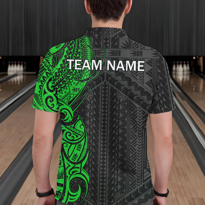 Black and Green Tribal pattern Mens Bowling Shirts Custom Bowling outfit men Team bowling league jersey NQS9739