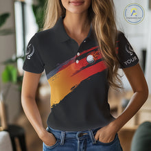 Load image into Gallery viewer, Black and Orange gradient flame golf ball Women golf polo shirts custom ladies golf clothes NQS10168