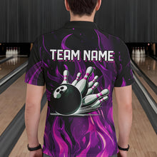 Load image into Gallery viewer, Men bowling Polo, Quarter Zip shirts Custom Pink Flame Bowling Team Jersey, gift for team Bowlers NQS9603