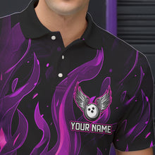 Load image into Gallery viewer, Men bowling Polo, Quarter Zip shirts Custom Pink Flame Bowling Team Jersey, gift for team Bowlers NQS9603