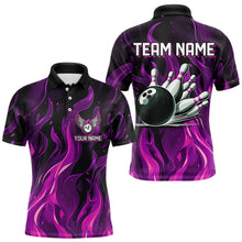 Load image into Gallery viewer, Men bowling Polo, Quarter Zip shirts Custom Pink Flame Bowling Team Jersey, gift for team Bowlers NQS9603