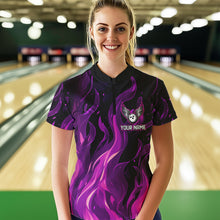 Load image into Gallery viewer, Women bowling Polo, Quarter Zip shirts Custom Pink Flame Bowling Team Jersey, gift for team Bowlers NQS9603