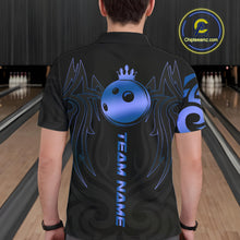 Load image into Gallery viewer, Black and Blue crown Bowling ball Polo, Quarter Zip Shirts for Men Custom Bowling Team jerseys NQS10730