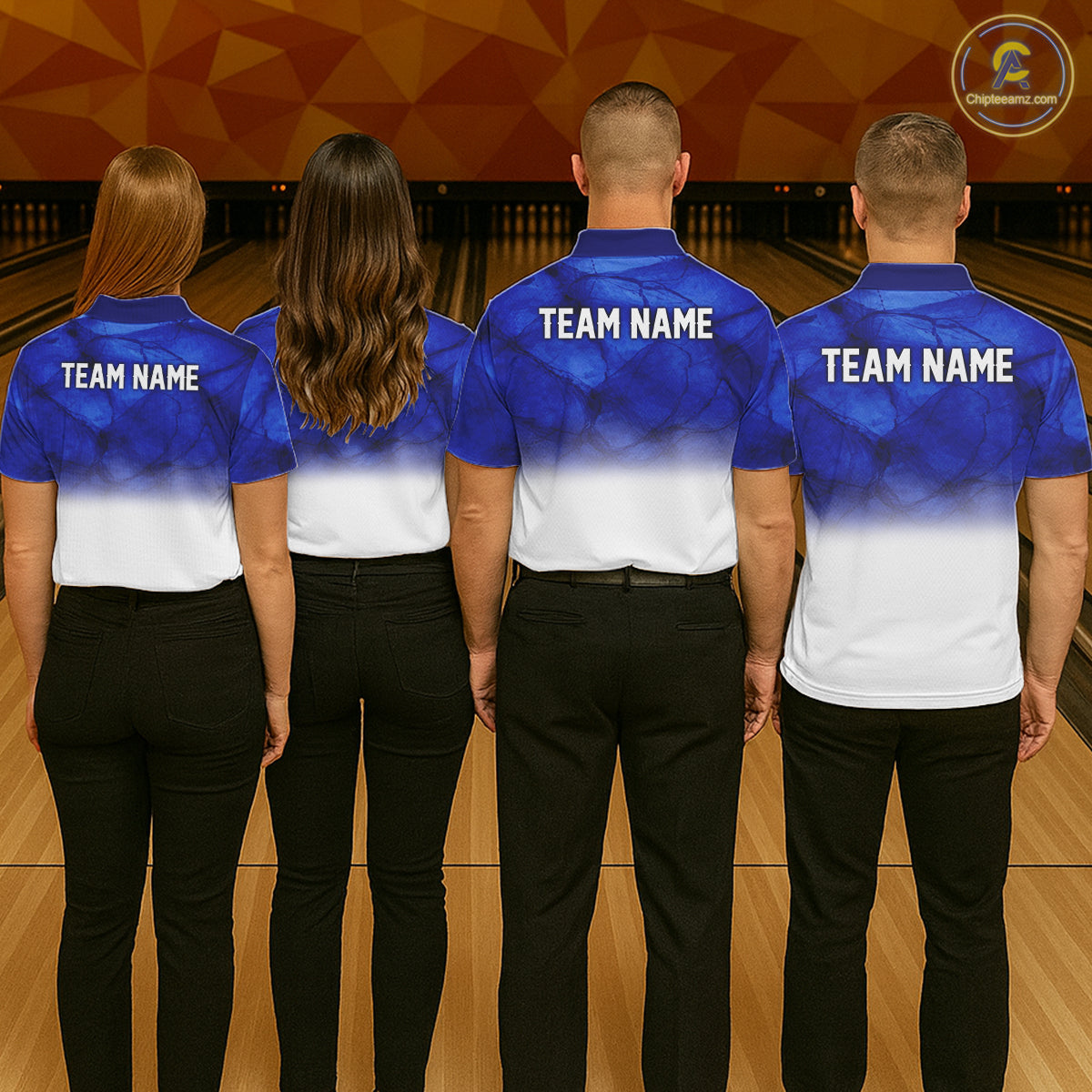 Blue and White Bowling Polo, Quarter Zip Shirt For Women Custom Team Bowling jerseys NQS11321