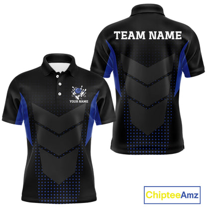 Navy blue and Black Mens Bowling Jerseys Custom Team bowling polo shirts for men, bowling zip jerseys NQS11532