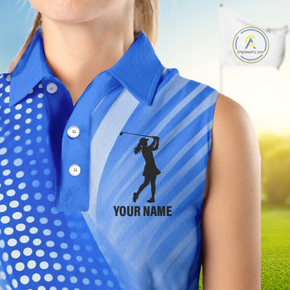 Blue Womens sleeveless shirts custom team golf tops for ladies, personalized golf gifts NQS11533