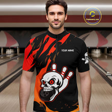 Load image into Gallery viewer, Black and Red Skull Bowling Shirts for Men Custom Team bowling jersey, gift for bowlers NQS10014