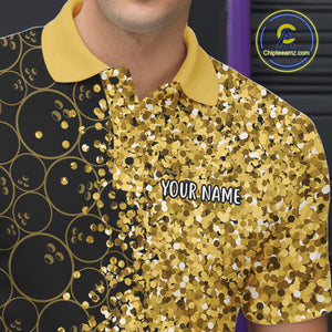 Black Camo and Gold glitter Bowling Shirts For Men Custom bowling jersey gift for bowlers NQS10938