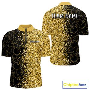 Black Camo and Gold glitter Bowling Shirts For Men Custom bowling jersey gift for bowlers NQS10938