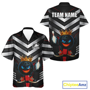 Funny Bowling Shirts Black & Silver Metal Team Bowling Hawaiian Shirt Custom button up bowling shirts NQS10942