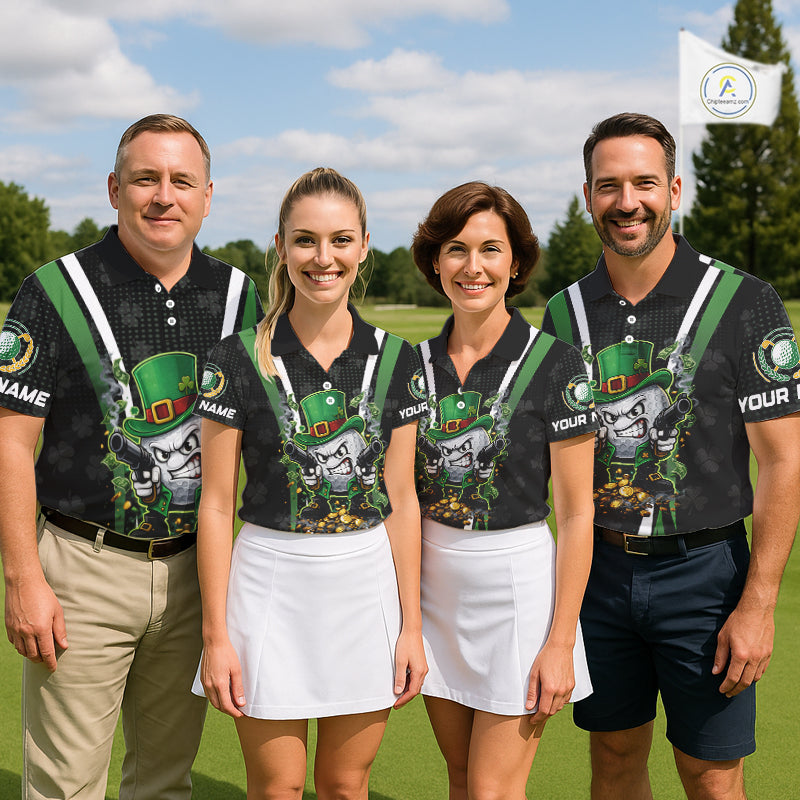 Funny St Patrick cowboy golf ball gunner black green Women golf polo shirts Custom ladies golf outfit NQS11542