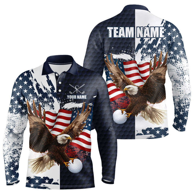 Red, White and Blue American Flag Eagle Golf polo shirts For Men Custom Patriotic Golf Team Jersey NQS9608