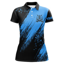 Load image into Gallery viewer, Black and blue Womens golf polo shirt custom name golfing gifts, ladies golf tops NQS7345