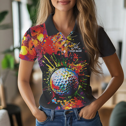 Colorful Golf ball jersey Golf Polo Shirts For Women Custom Team Name golf uniform for ladies NQS9771