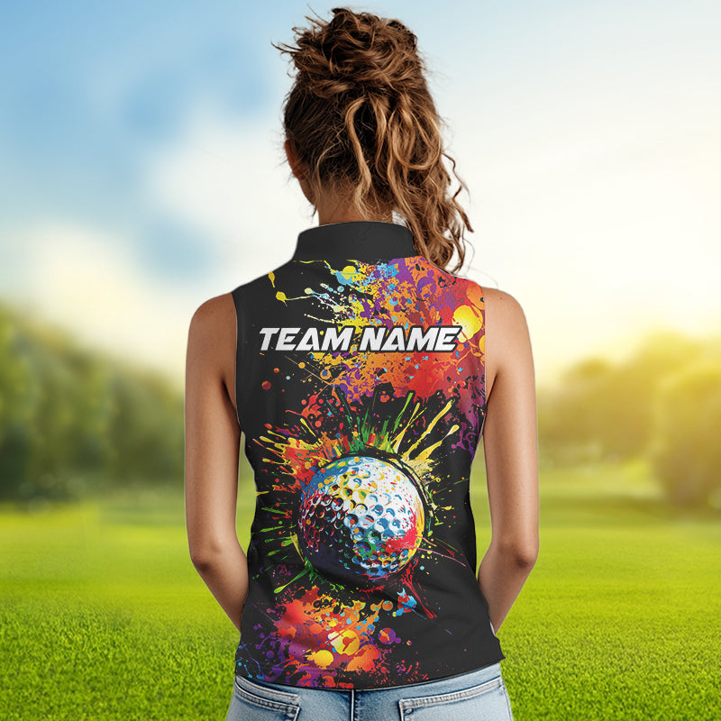 Colorful Golf ball jersey Women's golf sleeveless tops Custom Team Name golf uniform for ladies NQS9771