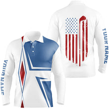 Load image into Gallery viewer, American Flag white Mens golf polo shirts custom golf club patriotic team shirt, golf attire for men NQS7919