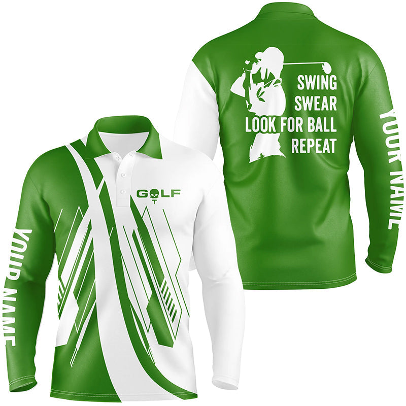 Green and white Mens golf polo shirts custom swing swear look for ball repeat golf shirt for mens NQS7921