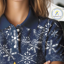 Load image into Gallery viewer, Funny Christmas Tree snowflake Women Golf Polo shirts Custom ladies Christmas golf shirts | Blue Navy NQS10952