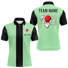 Load image into Gallery viewer, Personalized Mint Green and Black Retro Bowling Shirts For Men custom vintage bowling team jerseys NQS9045