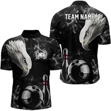 Load image into Gallery viewer, Personalized Black Eagle Smoke Bowling Polo, Quarter Zip Shirts For Men custom Bowling Team Jerseys NQS9049