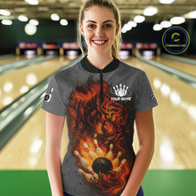 Load image into Gallery viewer, Personalized Tiger Bowling Shirts For Women Custom Gray grunge Flame Tiger Bowling Team Jerseys NQS11137