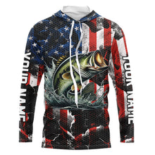 Load image into Gallery viewer, Largemouth Bass fishing American flag Custom UV protection performance long sleeve fishing jerseys NQS9276