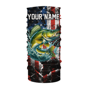 Walleye fishing black American flag Custom UV protection performance long sleeve fishing jerseys NQS9277