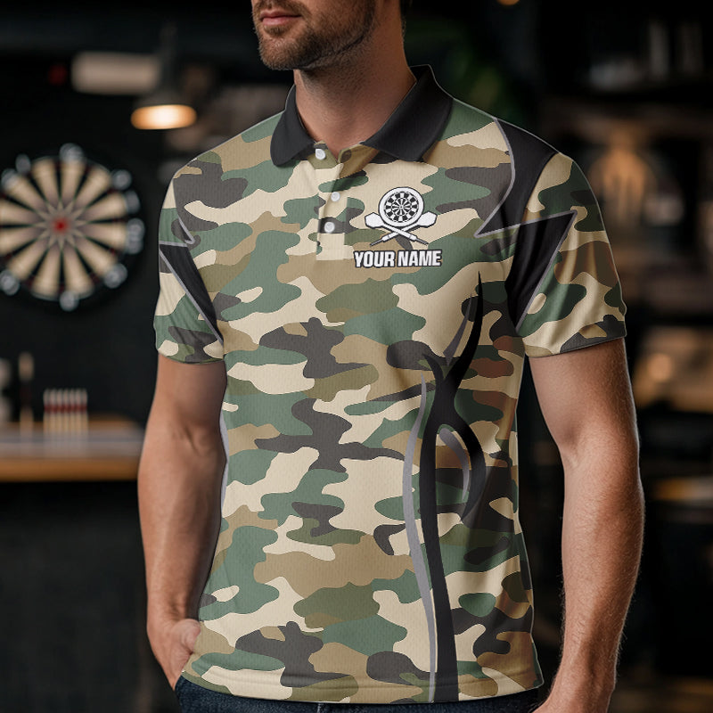 Deer Skull Darts Board Camo Darts Polo, Quarter zip Shirts For Men Custom Team Darts Jersey NQS9444