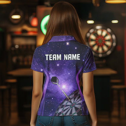 Purple galaxy space Darts Shirts For Women Custom Team Darts Jersey NQS9448