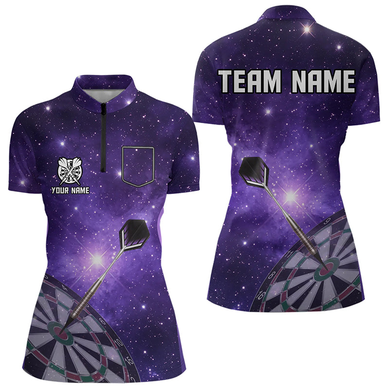 Purple galaxy space Darts Shirts For Women Custom Team Darts Jersey NQS9448
