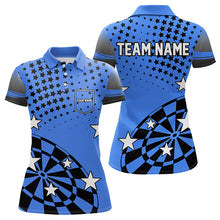 Load image into Gallery viewer, Stars Darts Polo, Quarter Zip Shirt For Women Custom Dart Team Jerseys | Blue NQS9777