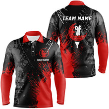 Load image into Gallery viewer, Black and Red Mens golf polo shirts custom male golf attire for men, personalized golf gifts NQS8127
