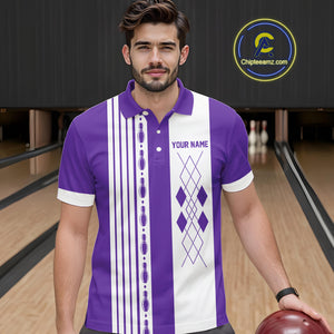 Retro Purple argyle Flame Bowling shirts For Men custom bowling team jerseys Mens Bowler Outfits NQS10326