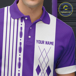 Retro Purple argyle Flame Bowling shirts For Men custom bowling team jerseys Mens Bowler Outfits NQS10326
