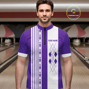 Retro Purple argyle Flame Bowling shirts For Men custom bowling team jerseys Mens Bowler Outfits NQS10326