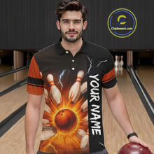 Load image into Gallery viewer, Orange Flame Lightning thunder Bowling shirts For Men custom bowling team jerseys Mens Bowler Outfits NQS10329