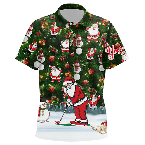 Funny Christmas golf shirt custom Kid golf polo shirts - Santa Golfer Christmas gifts NQS4212