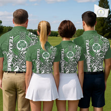 Load image into Gallery viewer, Green Irish Tribal Cross St Patrick's Day Womens Golf Polo Shirts Custom Lucky Golf Team Jerseys NQS11335