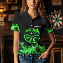 Load image into Gallery viewer, Green Flame Smoke Lucky Women Darts Shirts Custom St Patrick Day Team Darts Outfit NQS9452