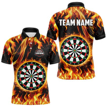 Load image into Gallery viewer, Flame Darboard Fire Pattern Custom Darts Polo, Quarter-Zip Shirts For Men Dart Team Jerseys NQS9459