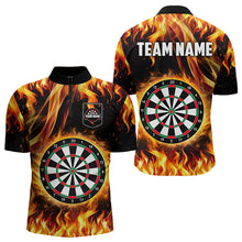 Load image into Gallery viewer, Flame Darboard Fire Pattern Custom Darts Polo, Quarter-Zip Shirts For Men Dart Team Jerseys NQS9459