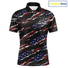 Load image into Gallery viewer, Black American Flag pattern Golf Polo shirts for men custom mens patriotic golf shirts, golfer gifts NQS11553