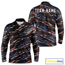Load image into Gallery viewer, Black American Flag pattern Golf Polo shirts for men custom mens patriotic golf shirts, golfer gifts NQS11553