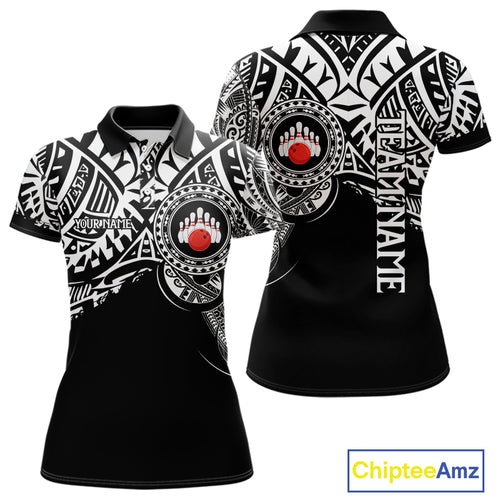 Personalized Black and White Tribal pattern Women Bowling Shirt Custom Team Bowling outfit for ladies NQS10761