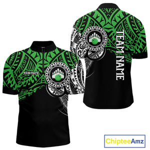 Personalized Black and Green Tribal pattern Mens Bowling Shirts Custom Team Bowling outfit for men NQS10763