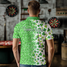 Load image into Gallery viewer, Green glitter shamrock clover Darts Shirts For Men custom St Patrick day Darts Team Jersey NQS9464