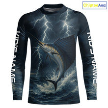 Load image into Gallery viewer, Sailfish fishing Lightning thunder Custom UV protection Sailfish fishing long sleeve shirt jerseys NQS10036