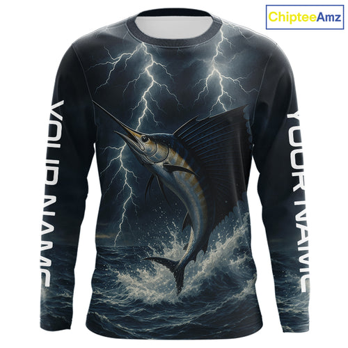 Sailfish fishing Lightning thunder Custom UV protection Sailfish fishing long sleeve shirt jerseys NQS10036